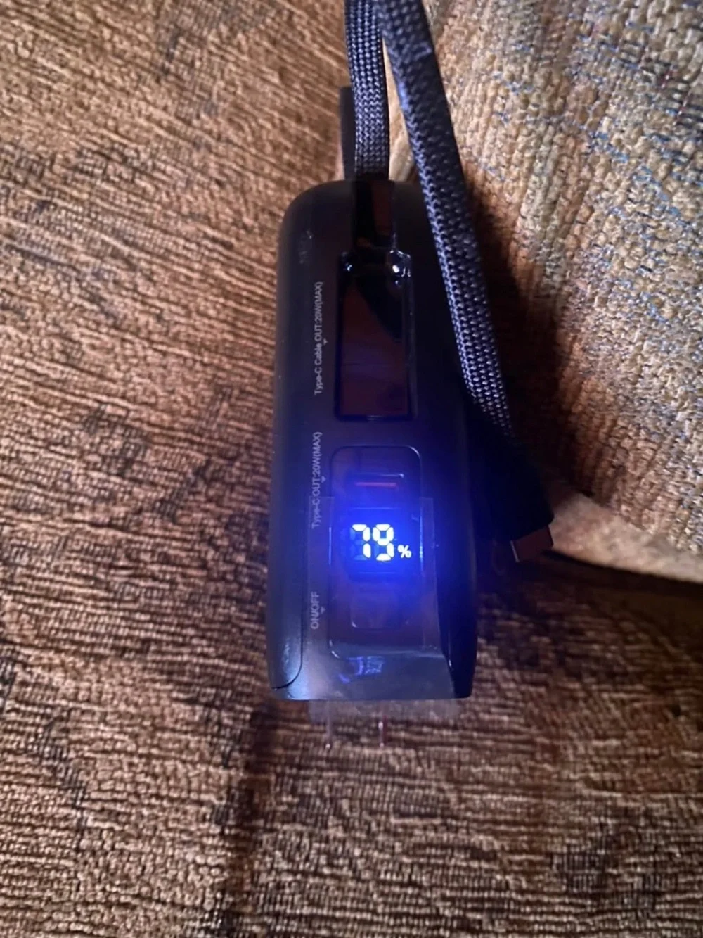 NIB set of 2 Portable Charger with built-in cables and a wall plug
